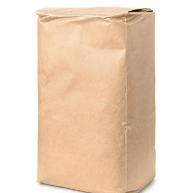 Brown kraft paper food bag isolated on white